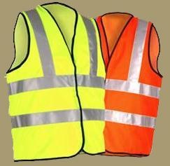 Reflective vests and gloves for workers.