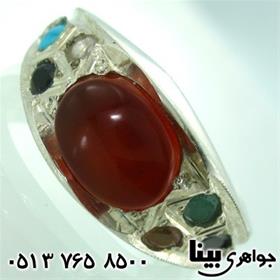 انگشتر چند جواهر عقیق یمنی هفت سنگ مردانه