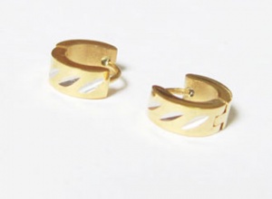 خرید گوشواره طلایی استیل حلقه کوچک طرح تراش خورده
