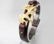 دستبند چرمی با پلاک طلا ماههای تولد