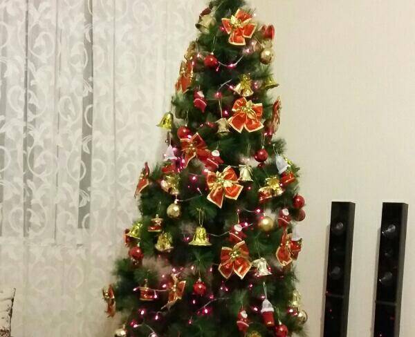 درخت کریسمس بزرگ و زیبا با تمام تزینات