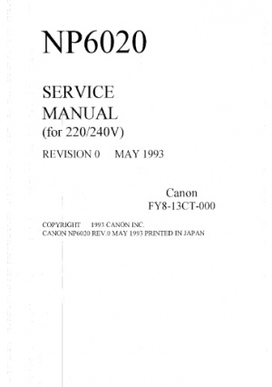 دفترچه راهنمای سرویس و نگهداری دستگاه فتوکپی کنون NP-6020