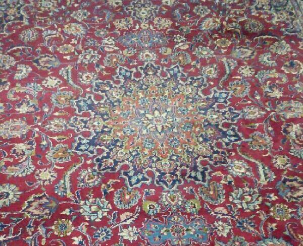 فرش دستباف ۱۲ متری سالم رنگ لاکی