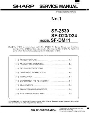 دفترچه راهنمای سرویس و نگهداری دستگاه فتوکپی شارپ SF-2530 - SF-D23 - SF-D24 - SF-DM11