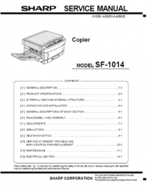 دفترچه راهنمای سرویس و نگهداری دستگاه فتوکپی شارپ SF-1014