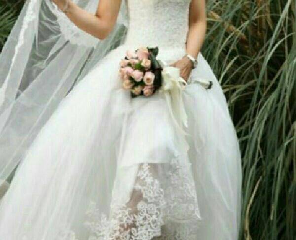 لباس عروس دکلته یقه ابرویی مزون دوز ۳۶ ...