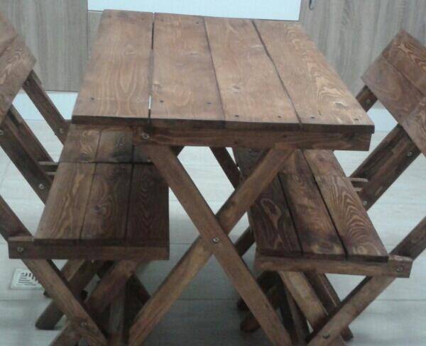 میز وصندلی تاشو چوب روس نو