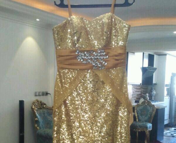 لباس مجلسی طلایی رنگ سایز38
