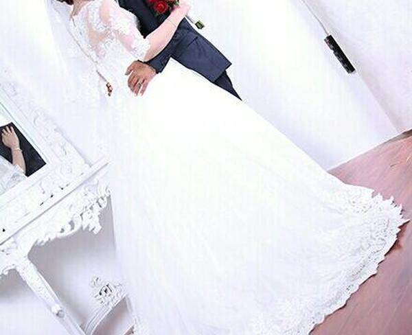لباس عروس آستین دانتل سایز 36_38 با قیمت ...