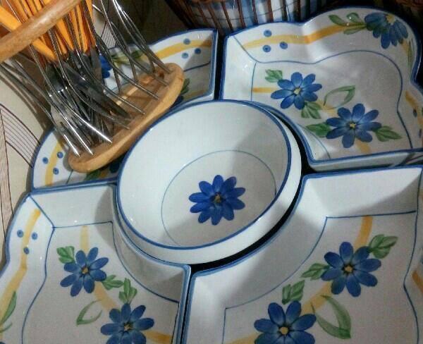 ست ظروف سرامیکی گل آبی